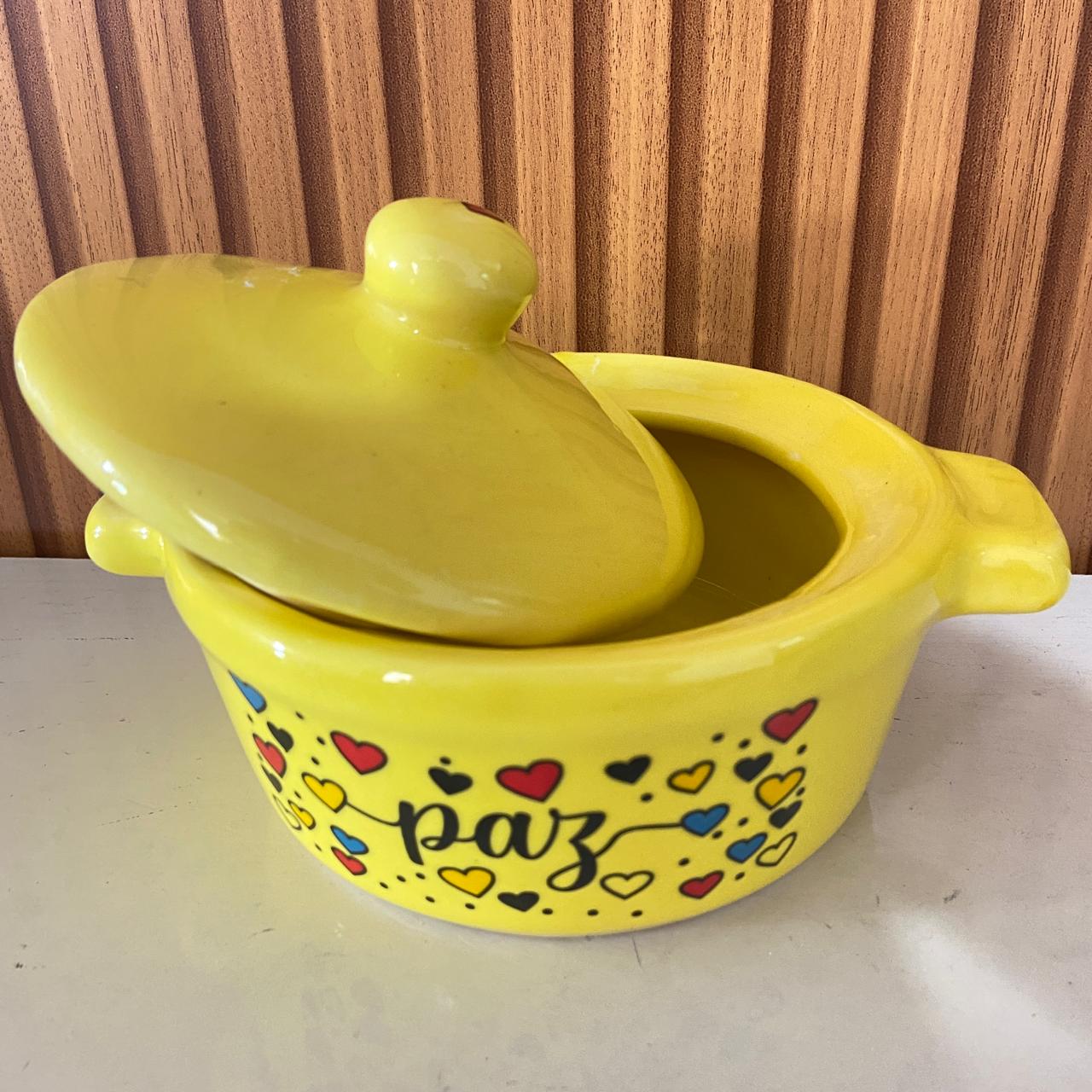 PANELINHA DE PORCELANA AMARELA PAZ (1 UNIDADE)