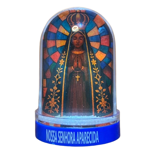 ENFEITE DE MESA GLOBO DE NEVE NOSSA SENHORA APARECIDA - MOD3 (1 UNIDADE)
