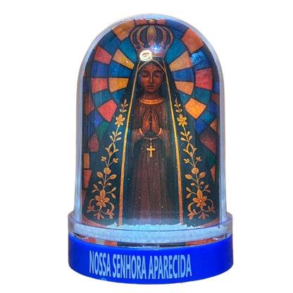 ENFEITE DE MESA GLOBO DE NEVE NOSSA SENHORA APARECIDA - MOD3 (1 UNIDADE)