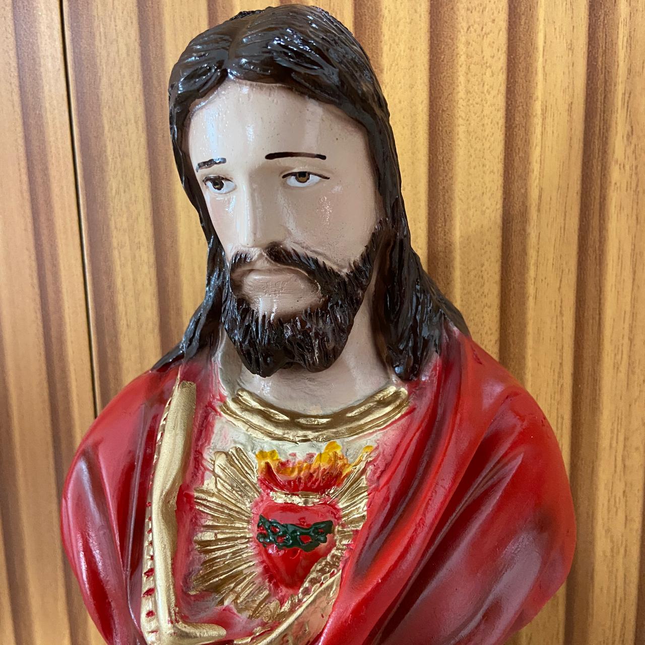 BUSTO DE GESSO SAGRADO CORAÇÃO DE JESUS 24CM (1 UNIDADE)