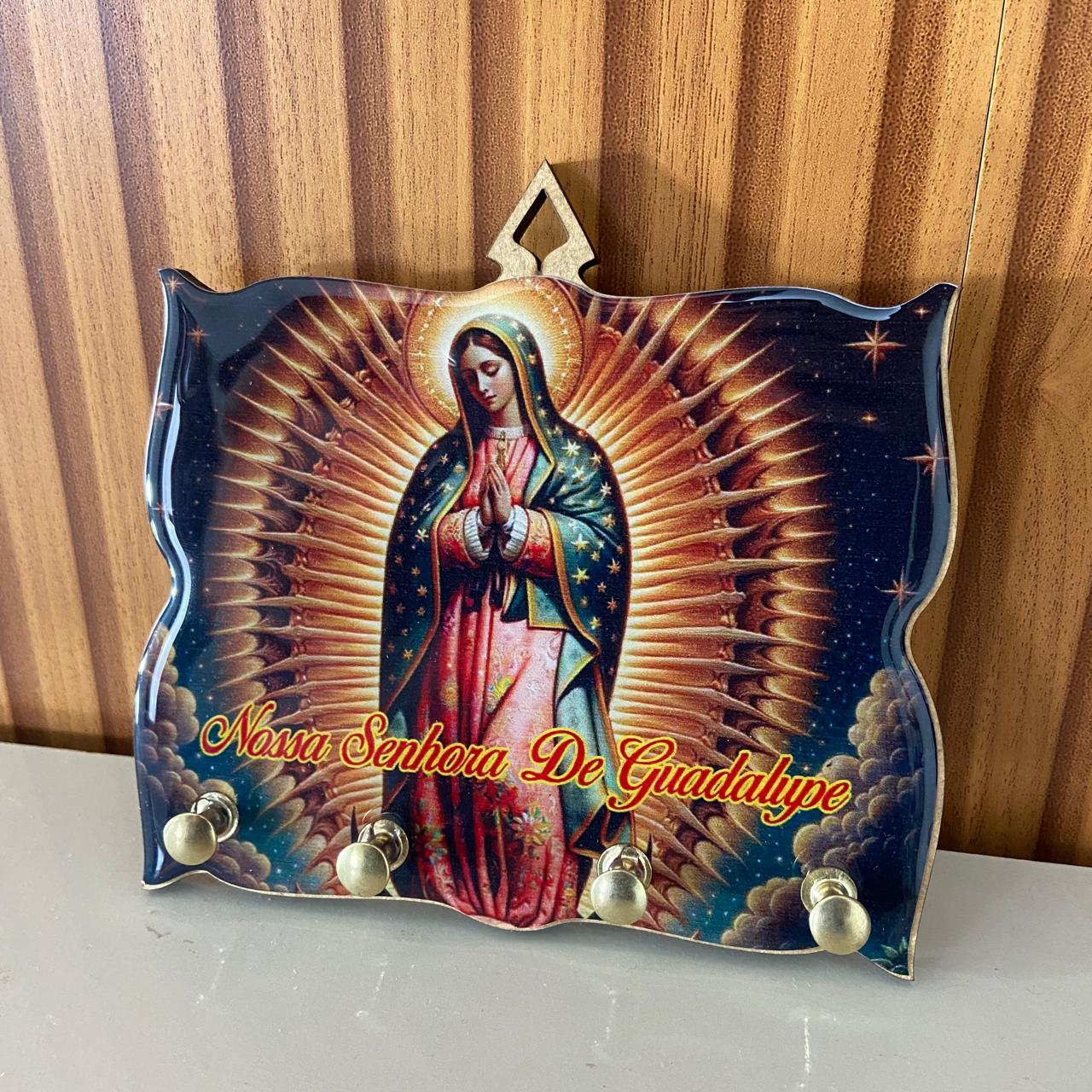 PORTA CHAVE RESINADO NOSSA SENHORA DE GUADALUPE 14CM (1 UNIDADE)
