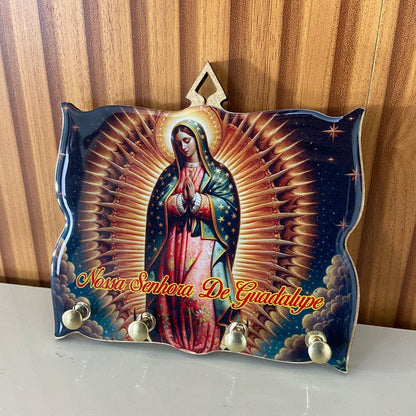 PORTA CHAVE RESINADO NOSSA SENHORA DE GUADALUPE 14CM (1 UNIDADE)