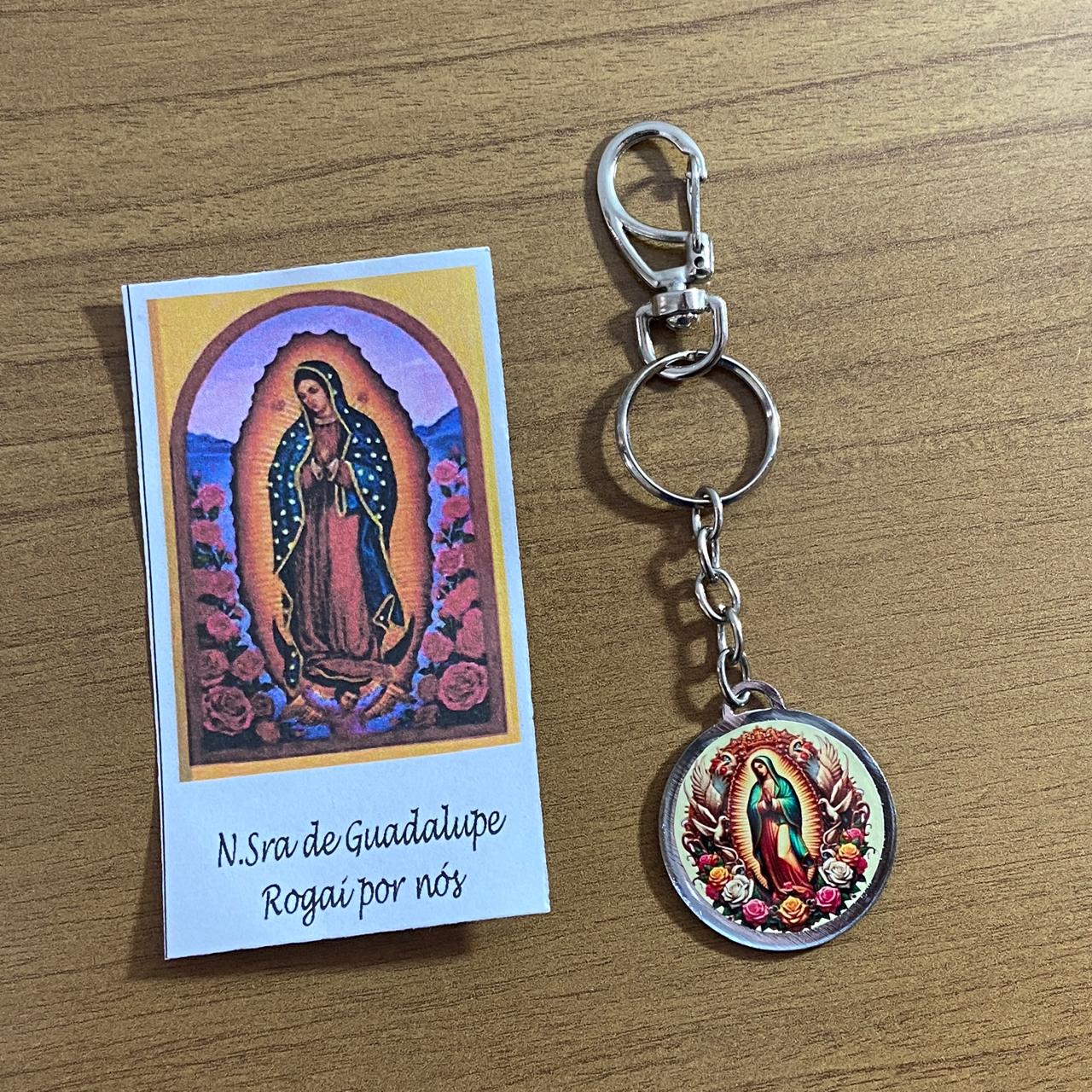 CHAVEIRO METAL DUPLA FACE COM MOSQUETE NOSSA SENHORA DE GUADALUPE (6 UNIDADES)