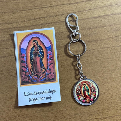 CHAVEIRO METAL DUPLA FACE COM MOSQUETE NOSSA SENHORA DE GUADALUPE (6 UNIDADES)