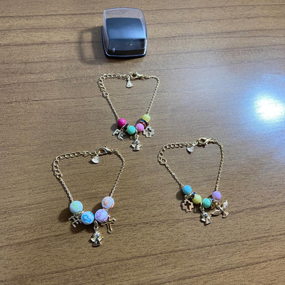 PULSEIRA INFANTIL DOURADA MODELOS SORTIDOS ANJINHO  (3 UNIDADES)