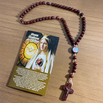 TERÇO DE MADEIRA NOSSA SENHORA DE FÁTIMA MOD2 8MM (3 UNIDADES)