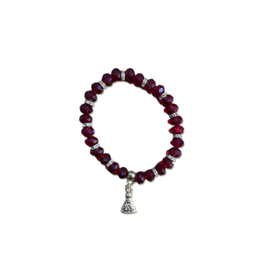PULSEIRA CRISTAL VERMELHA TRANSPARENTE NOSSA SENHORA APARECIDA  (06 UNIDADES)