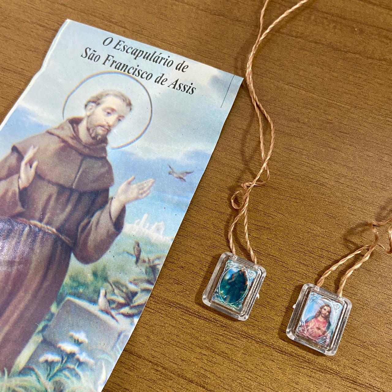 ESCAPULÁRIO CORDINHA SÃO FRANCISCO E SAGRADO CORAÇÃO DE JESUS (12 UNIDADES)