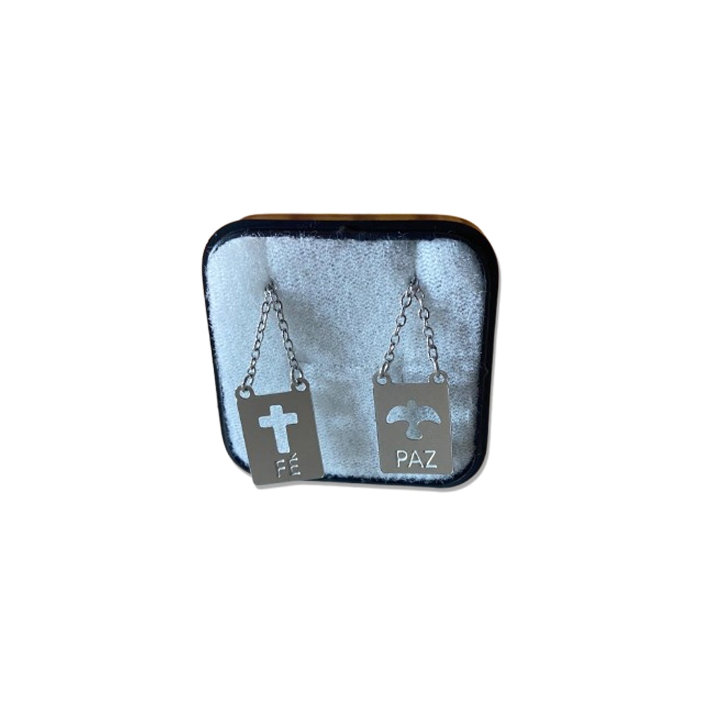 ESCAPULÁRIO INOX VAZADO FÉ E PAZ (6 UNIDADES)
