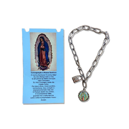 PULSEIRA CADEADO NOSSA SENHORA DE GUADALUPE NA CARTELA (3 UNIDADES)