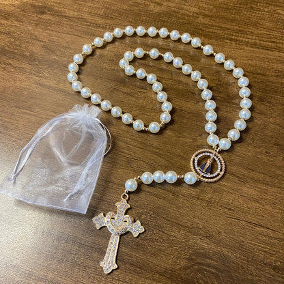 TERÇO DE NOIVA PÉROLA NOSSA SENHORA APARECIDA 14MM (1 UNIDADE)