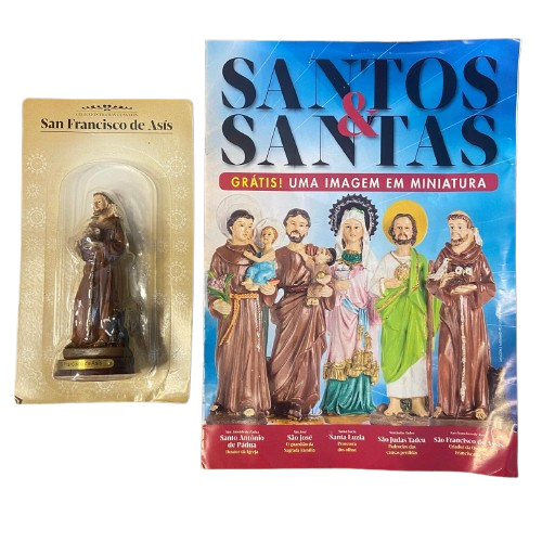 IMAGEM DE RESINA IMPORTADA SÃO FRANCISCO 11,5CM + REVISTA  (1 UNIDADE)