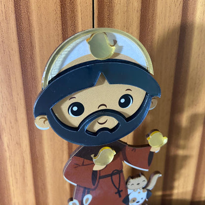 IMAGEM MDF INFANTIL SÃO FRANCISCO DE ASSIS COM ACRÍLICO 12CM (1 UNIDADE)