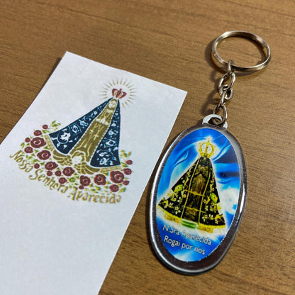 CHAVEIRO METAL OVAL RESINADO NOSSA SENHORA APARECIDA (6 UNIDADES)