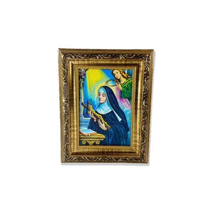 QUADRO COM MOLDURA RESINADO SANTA RITA DE CÁSSIA 20,5X15,5 (1 UNIDADE)