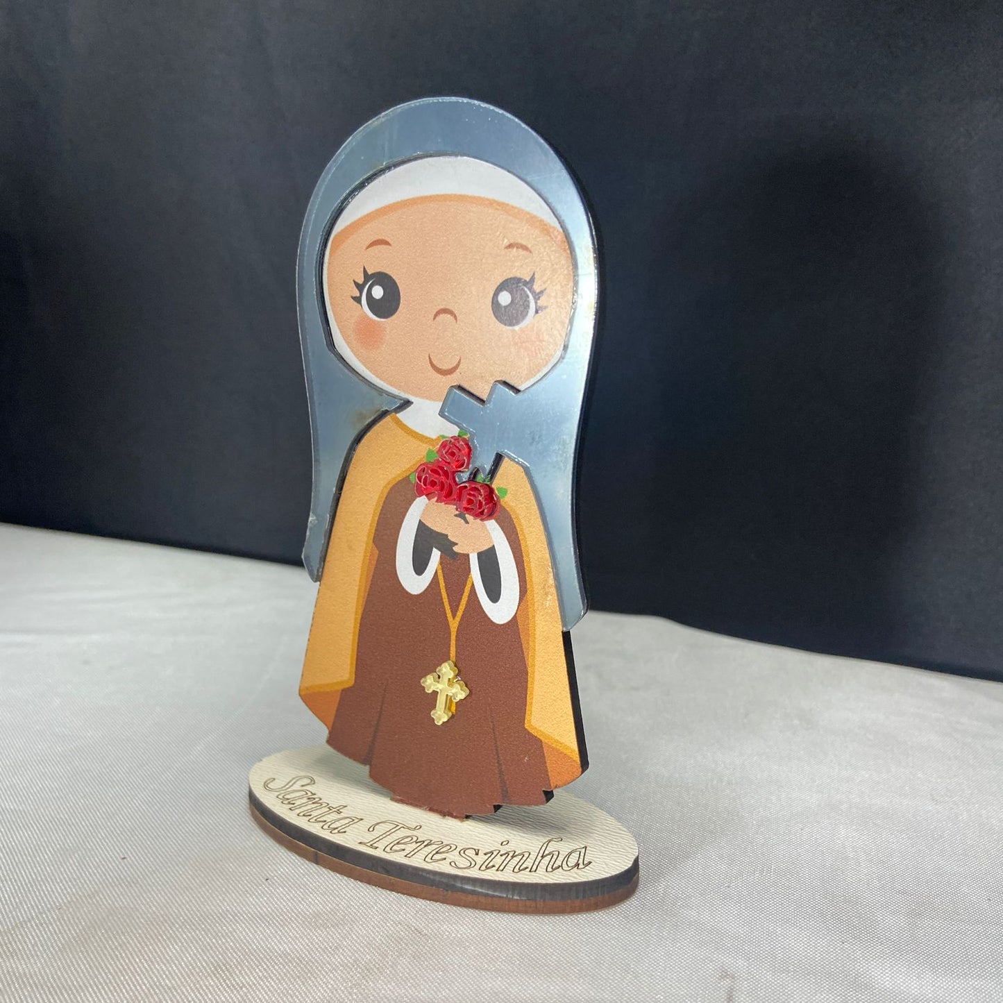 IMAGEM MDF INFANTIL SANTA TERESINHA COM ACRÍLICO 12CM (1 UNIDADE)