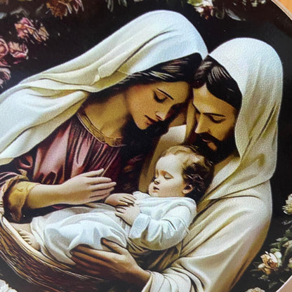 ADORNO DE MESA ACRÍLICO RESINADO SAGRADA FAMÍLIA MOD2 9,5CM (1 UNIDADE)