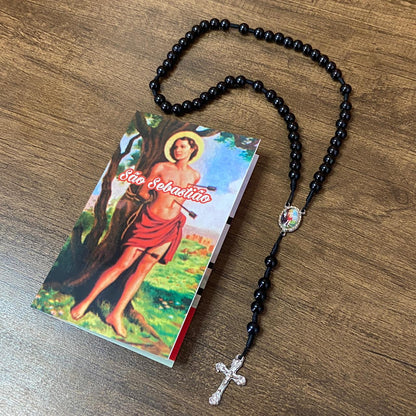 TERÇO PÉROLA PRETA SÃO SEBASTIÃO 8MM (1 UNIDADE)