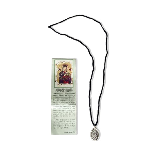 CORDÃO COM MEDALHA PRATA VELHA NOSSA SENHORA DO PERPÉTUO SOCORRO  (1 UNIDADES)