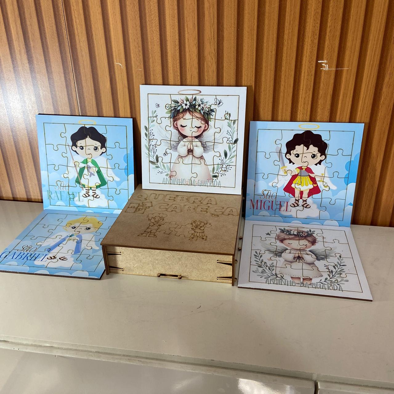 KIT QUEBRA CABEÇA INFANTIL MDF ANJOS  (5 UNIDADE)