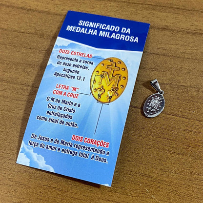MEDALHA MILAGROSA PRATEADA NOSSA SENHORA DAS GRAÇAS MOD2 (1 UNIDADE)