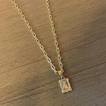 CORRENTE DOURADA QUADRADA NOSSA SENHORA APARECIDA  (1 UNIDADE)