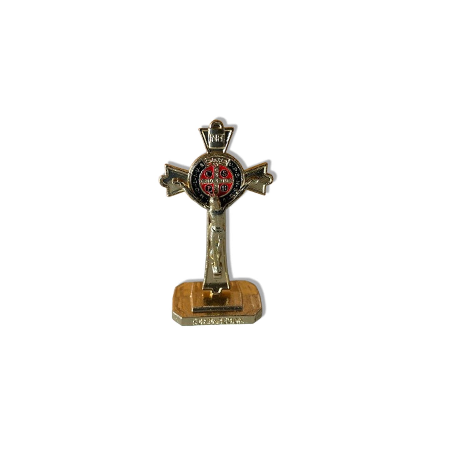 CRUCIFIXO PARA CARRO MEDALHA SÃO BENTO DOURADO (12 UNIDADES)