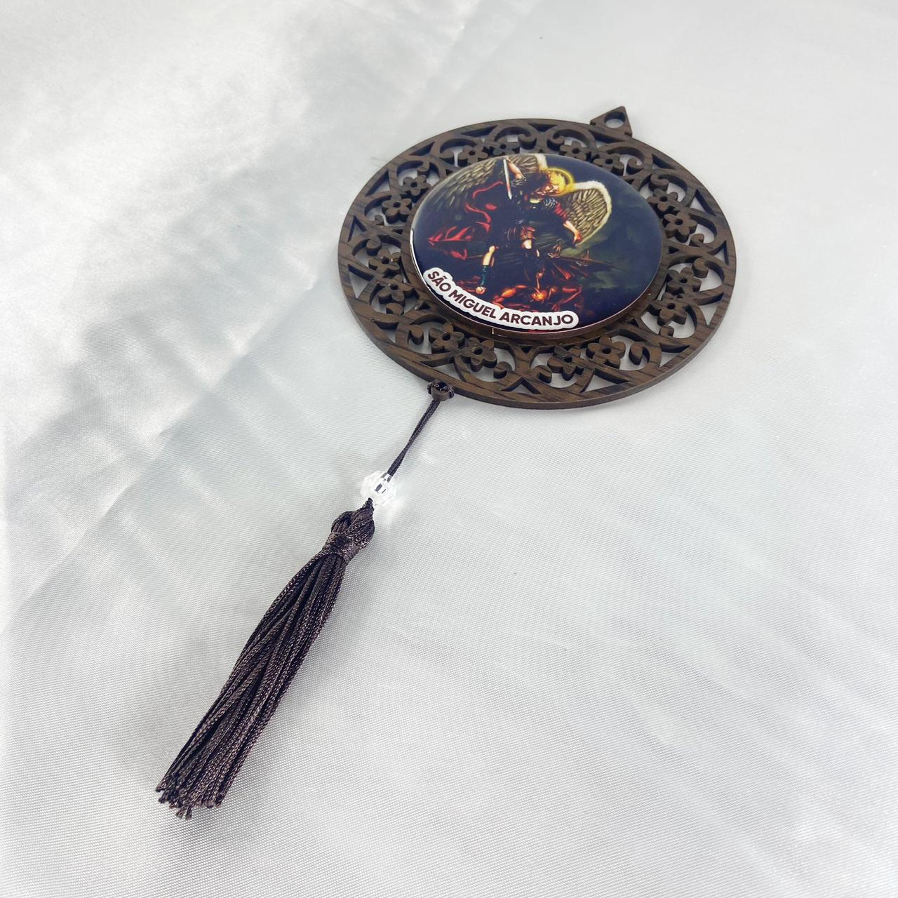 MANDALA MDF TABACO SÃO MIGUEL ARCANJO 26CM (1 UNIDADE)