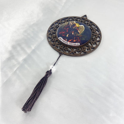 MANDALA MDF TABACO SÃO MIGUEL ARCANJO 26CM (1 UNIDADE)