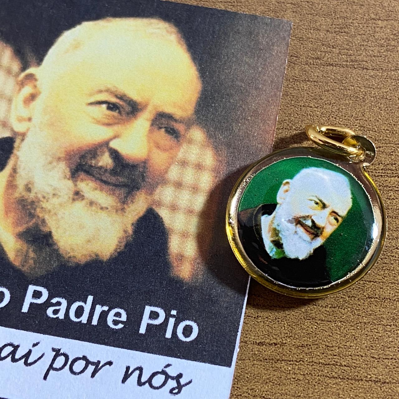 MEDALHA DUPLA FACE SANTO PADRE PIO (12 UNIDADES)