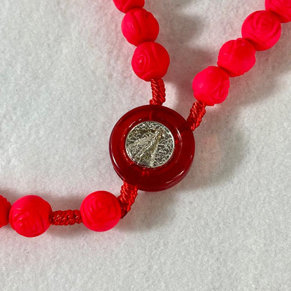 TERÇO CONTA DE ROSAS VERMELHO 8MM(6 UNIDADES)