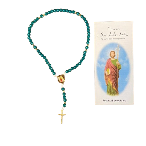 TERÇO PÉROLA VERDE SÃO JUDAS TADEU 6MM (1 UNIDADE)