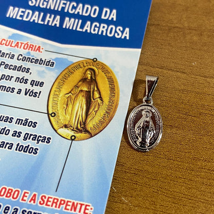 MEDALHA MILAGROSA PRATEADA NOSSA SENHORA DAS GRAÇAS MOD2 (1 UNIDADE)