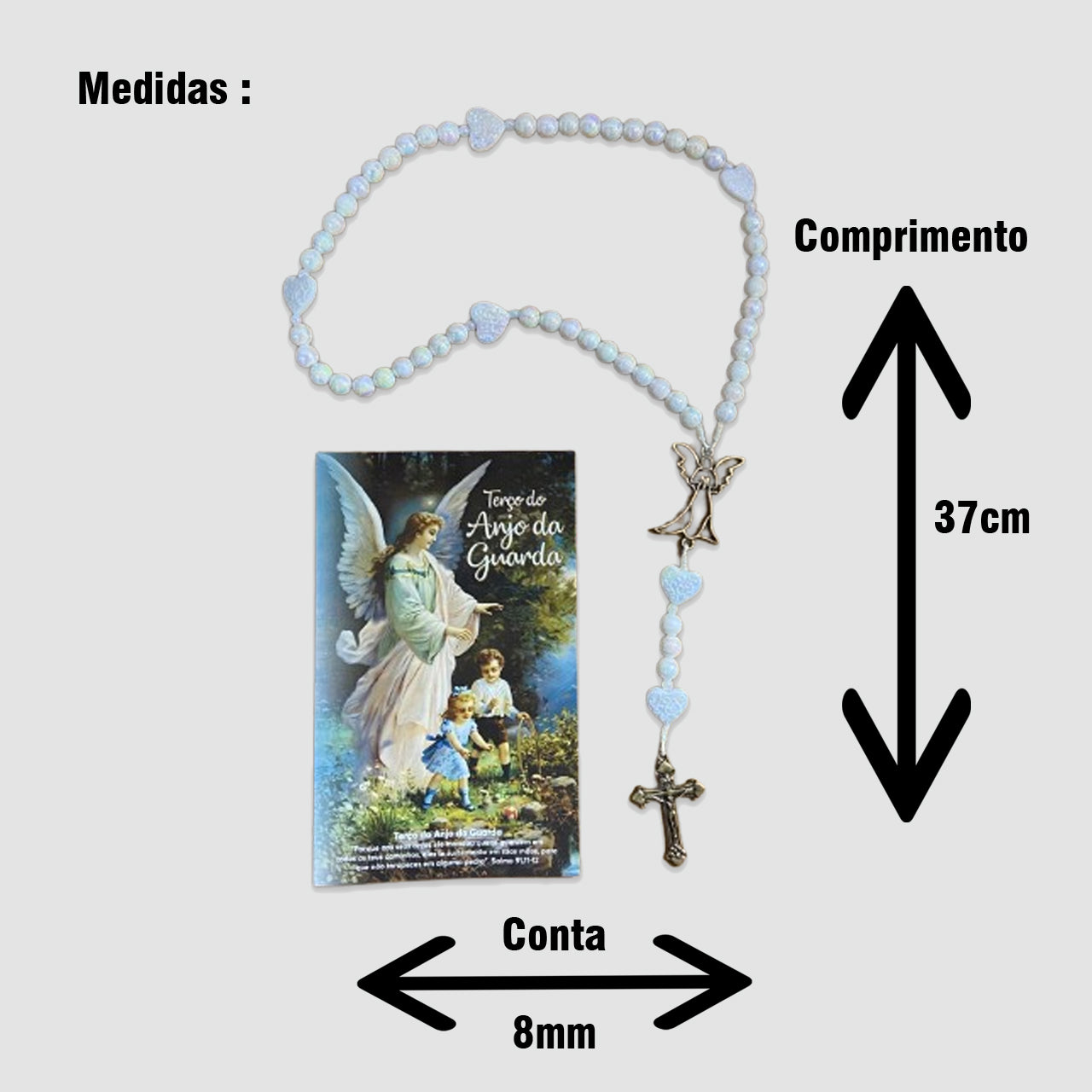 TERÇO PÉROLA ANJO DA GUARDA 08MM (1 UNIDADE)