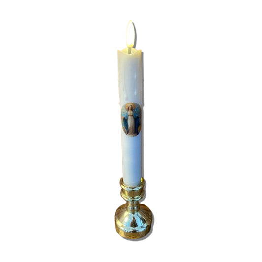 VELA ELETRÔNICA PALITO COM PEDESTAL NOSSA SENHORA DAS GRAÇAS 25CM (1 UNIDADE)
