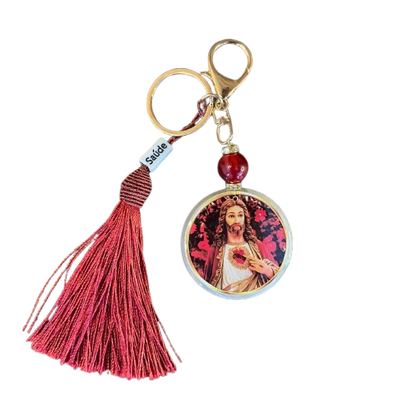 CHAVEIRO LUXO MEDALHA RESINADA SAGRADO CORAÇÃO DE JESUS  (1 UNIDADE)