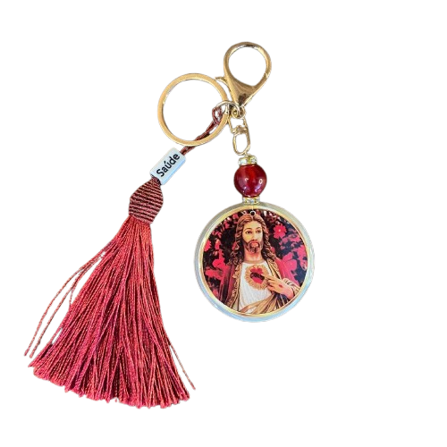 CHAVEIRO LUXO MEDALHA RESINADA SAGRADO CORAÇÃO DE JESUS  (1 UNIDADE)