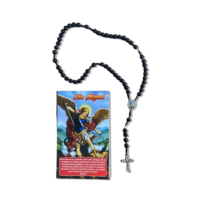 TERÇO PÉROLA PRETA SÃO MIGUEL ARCANJO 8MM (1 UNIDADE)