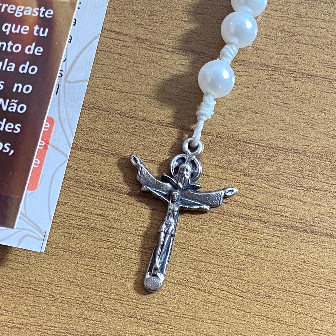 TERÇO PÉROLA SANTA TERESINHA BRANCO 8MM (1 UNIDADE)