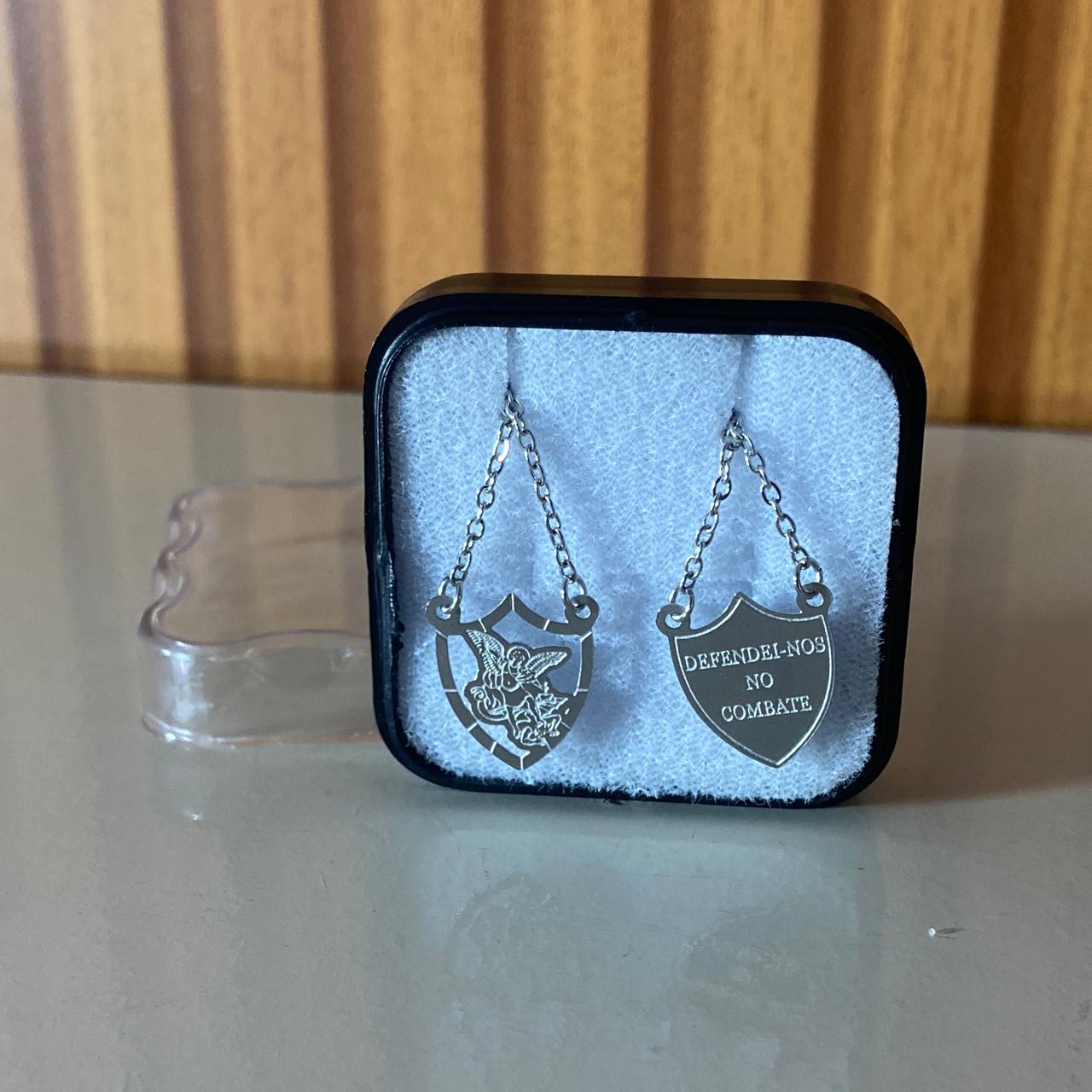 ESCAPULÁRIO INOX SÃO MIGUEL ARCANJO ESCUDO (6 UNIDADES)