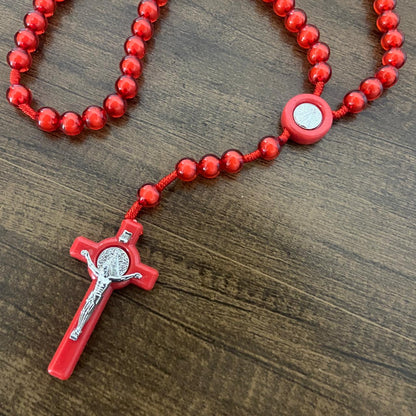 TERÇO NOSSA SENHORA APARECIDA  VERMELHO 10MM (6 UNIDADES)