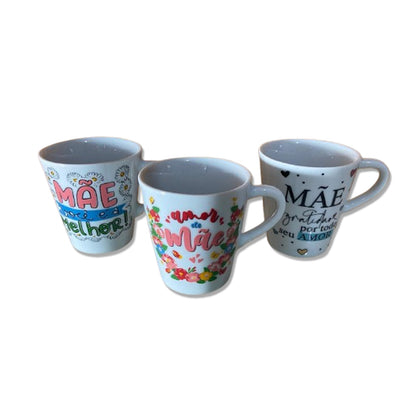 XÍCARA BRANCA MÃE - FRASES SORTIDAS 120ML (1 UNIDADE)