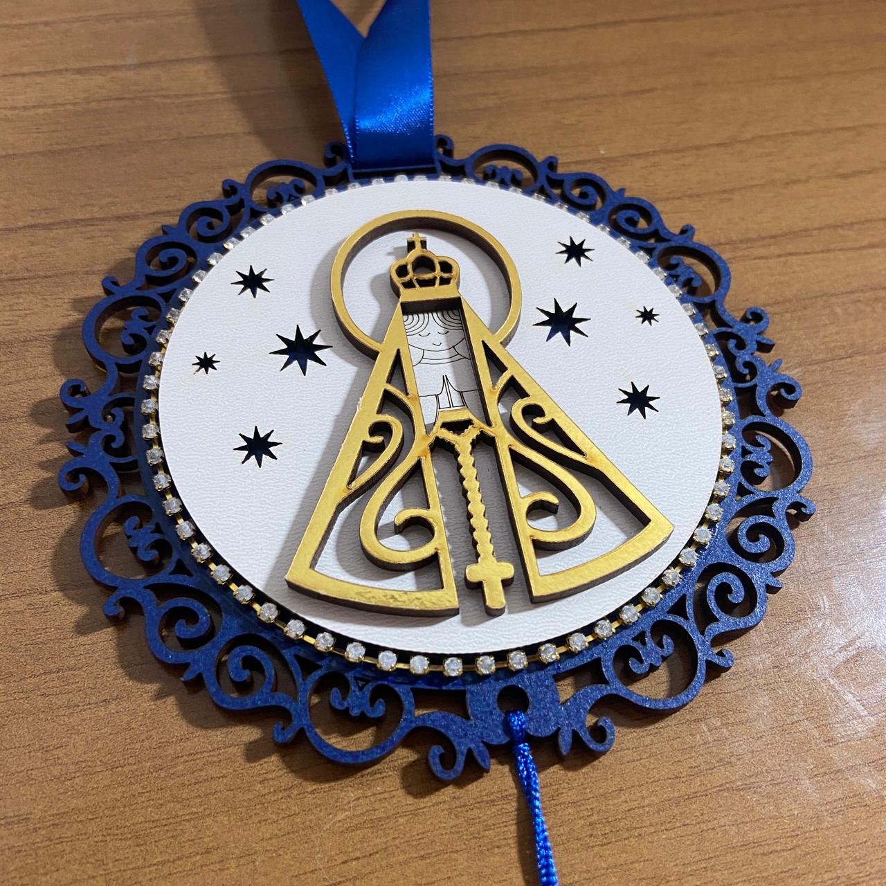 MANDALA MDF NOSSA SENHORA APARECIDA EM RELEVO COM ACRÍLICO   (1 UNIDADE)