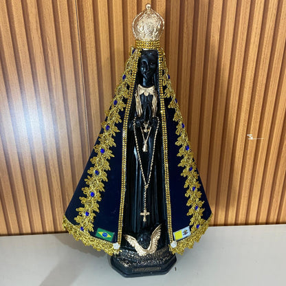 IMAGEM DE GESSO NOSSA SENHORA APARECIDA COM MANTO MOD2 45CM (1 UNIDADE)