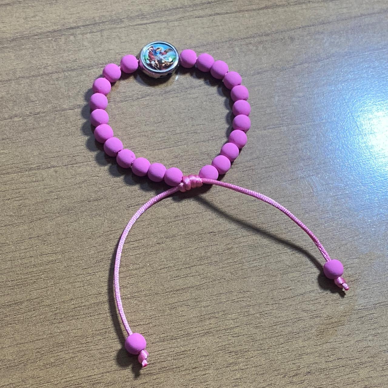 PULSEIRA EMBORRACHADA SÃO MIGUEL ARCANJO ROSA REGULÁVEL (6 UNIDADES)