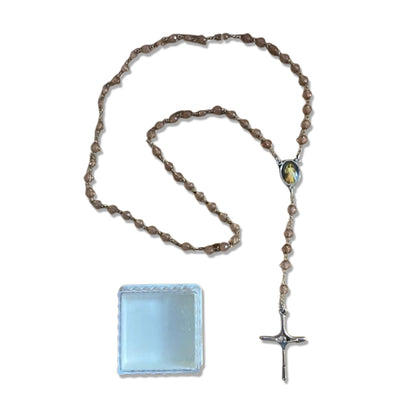TERÇO CRISTAL JESUS MISERICORDIOSO E PAPA JOÂO PAULO II 06MM (1 UNIDADE)