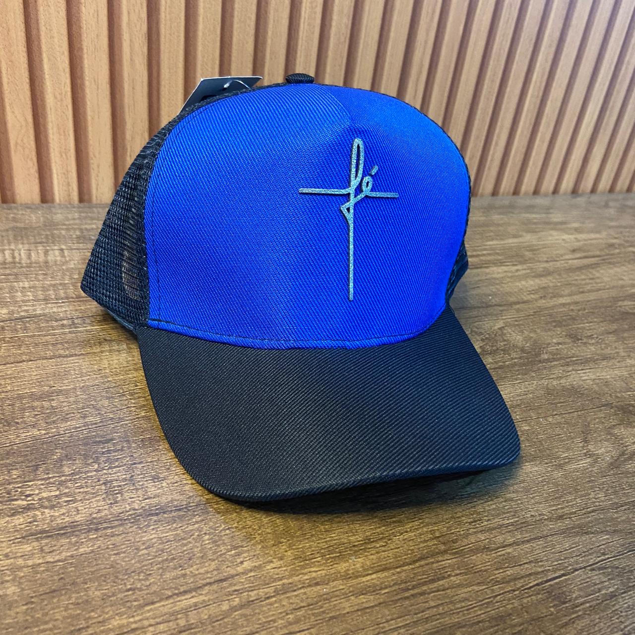 BONÉ FÉ AZUL ESCURO E PRETO  (1 UNIDADES)