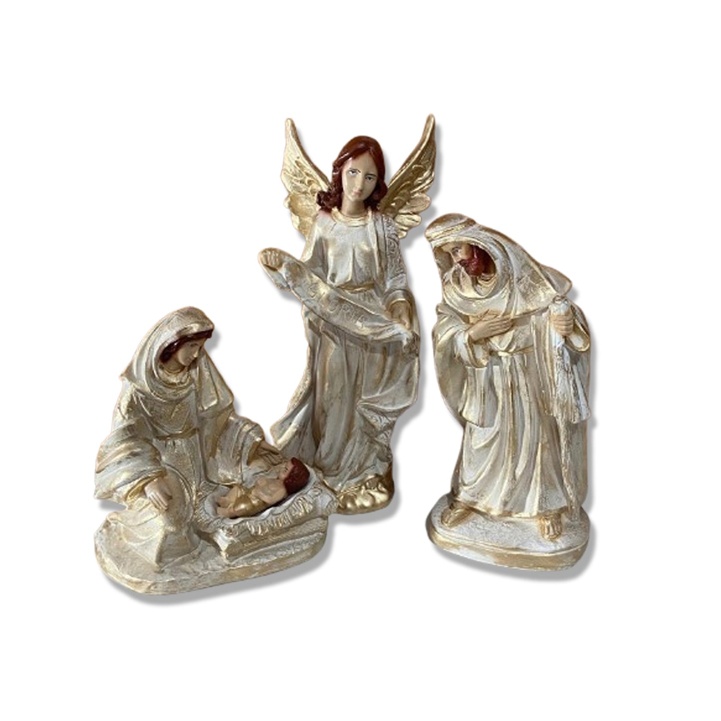 PRESÉPIO DE GESSO DOURADO 04 PEÇAS 30CM (1 UNIDADE)
