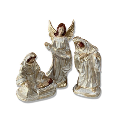 PRESÉPIO DE GESSO DOURADO 04 PEÇAS 30CM (1 UNIDADE)