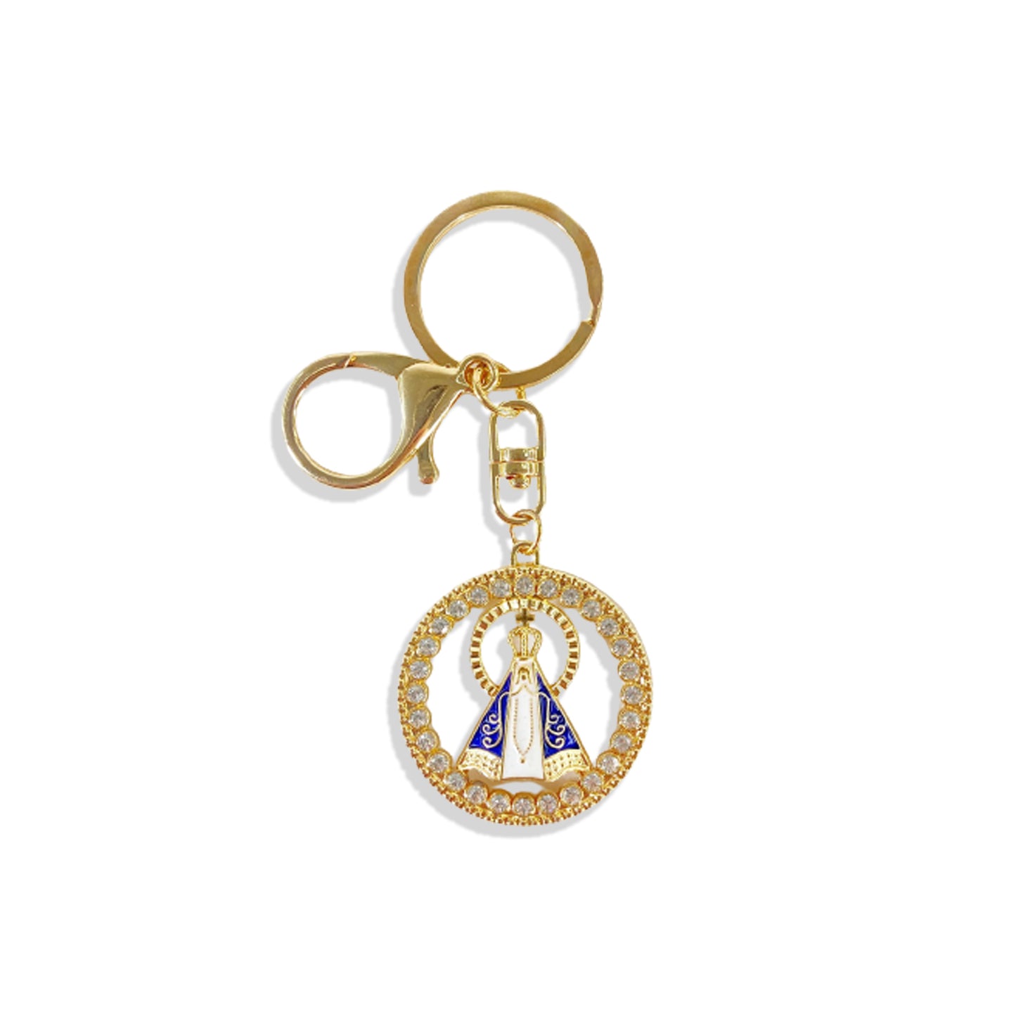 CHAVEIRO LUXO NOSSA SENHORA APARECIDA REDONDO COM STRASS (6 UNIDADES)